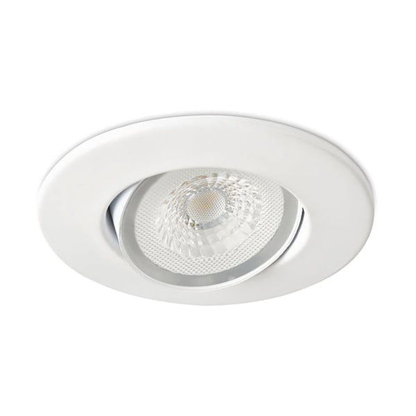 H4 Lite 4.4W Adjustable LED Downlight with Bezel & Easy-Fit Connector - Matt White WW