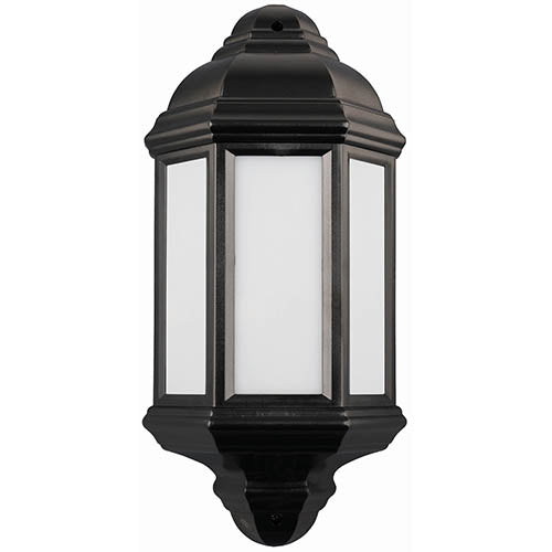 7W Warm White SMD LED Black Frosted Half Lantern Outdoor Wall Light